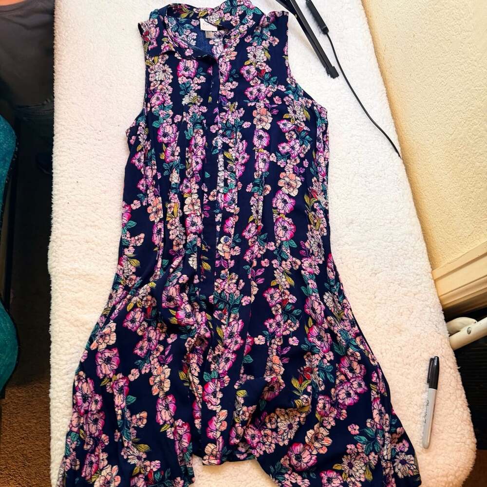 Cupio Floral Sleeveless Dress Navy Blue